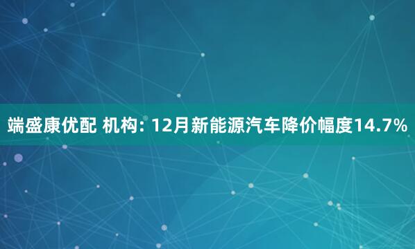 端盛康优配 机构: 12月新能源汽车降价幅度14.7%